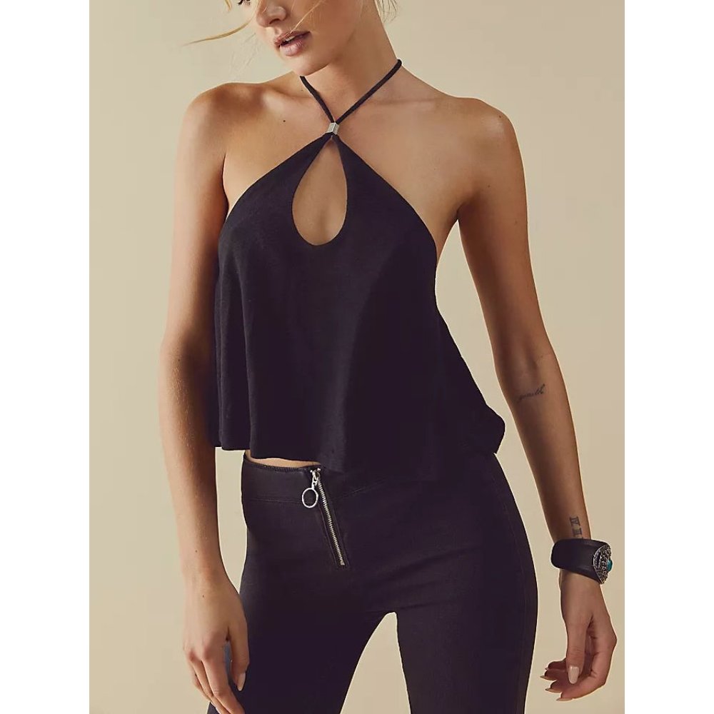 NWT Free People Black Halter Top